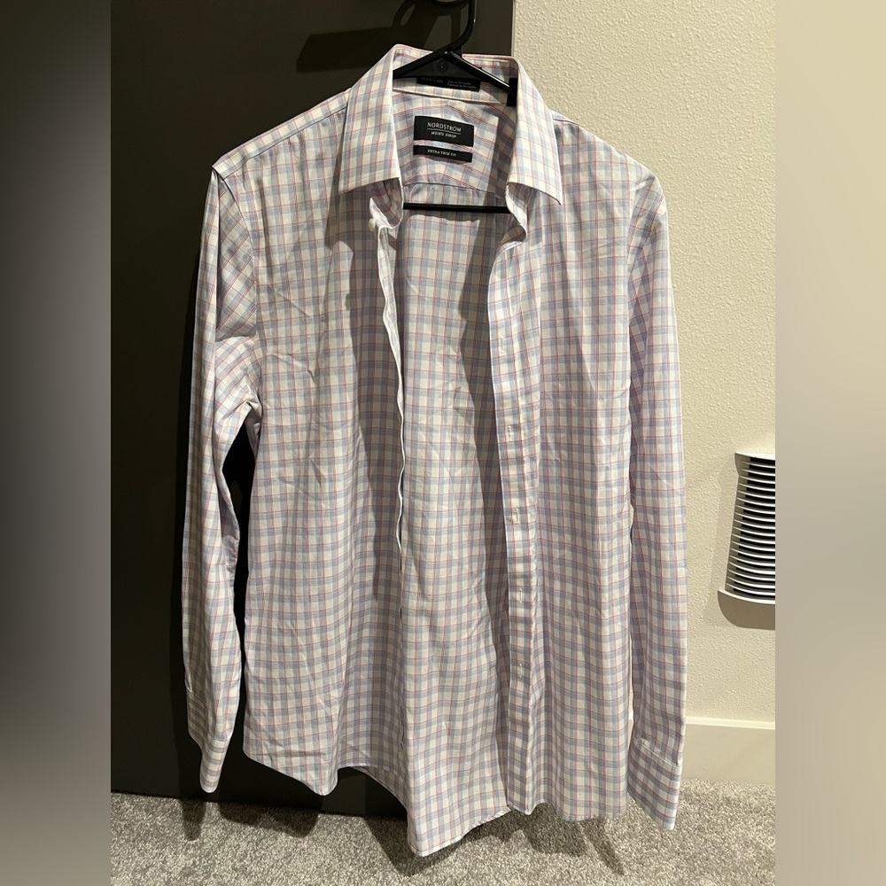 Nordstrom - extra trim fit, checkered dress shirt - 15|32-33